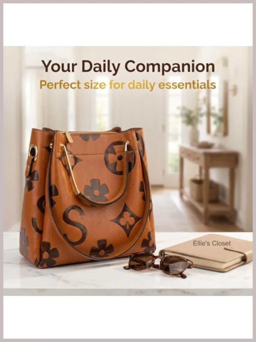 Women's Retro Monogram Crossbody Bag Vegan Leather Satchel Tote with Drawstring